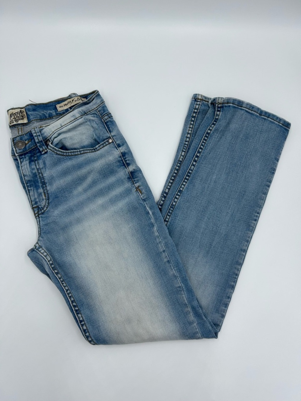 Moon Shine Light Wash Men’s Distressed Jeans - Vintage Look 31x34